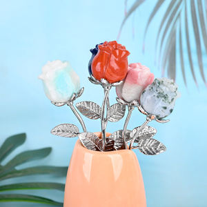 من المصنع مباشرة مواد مختلطة منحوتات من حجر الكريستال محلية الصنع ونحت زهور للهدايا - Product Image 4