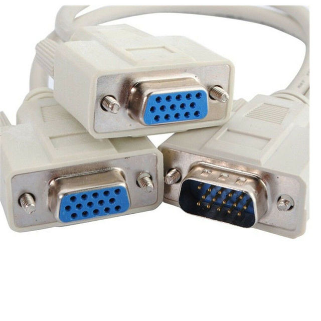 VGA Male to 2 Female Y Splitter Cable, Monitor Adapter Extension Converter Video Cable for PC, Computer