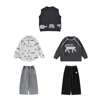 Ensemble de vêtements pour garçons YOEHYAUL N7907, pull en tricot multi-pièces, chemise à imprimé animal, pantalon en jean, ensemble de vêtements d'automne pour enfants