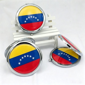 Espejo de maquillaje compacto plegable con diseño de la bandera de Venezuela, redondo y cuadrado, para sublimación, para bolso o viaje. - Product Image 1