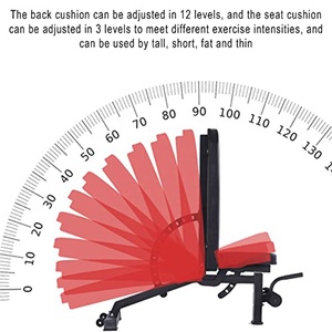 <span class=keywords><strong>Banc</strong></span> d'entraînement semi-commercial réglable VIGFIT avec roulettes et repose-pieds amovible pour inclinaison, position plate et declin - pour la maison et la salle de sport - Product Image 2