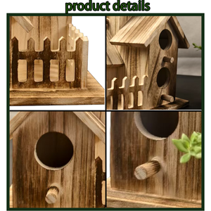 Nhà Máy Bán Hàng Handmade Thân Thiện Với Môi Gỗ Nhỏ Biệt Thự Phong Cách Treo Chim Làm Tổ Hộp Cho Lồng Hoặc Ngoài Trời Sử Dụng - Product Image 6