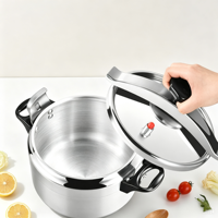 Casserole à pression en aluminium poli de 9 litres, à fond non inductif, en alliage d'aluminium, pour usage industriel et commercial, cuisson rapide, Olla