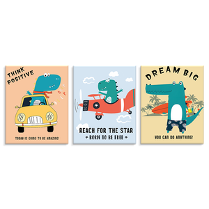 批发定制水彩纸盒恐龙墙画飞行员帆布印刷画家居墙壁装饰 - Product Image 6