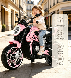 Motocicleta Eléctrica para Niños, Batería de 12V7AH, Doble Tracción, Juguete de Motocicleta con Ruedas LED Intermitentes, Autos Eléctricos para Niños - Product Image 1