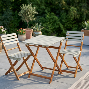 <b>Foldable</b> Teak Garden <b>Table</b> Set <b>Outdoor</b> Patio Dining Furniture Waterproof for Hotel Courtyard with Transitional Design for 2 - Product Image 3
