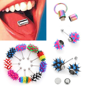 Anneau de <span class=keywords><strong>langue</strong></span> vibrant en caoutchouc Jachon Hip Hop 1,6*18*5mm Barre en acier inoxydable Piercing de <span class=keywords><strong>langue</strong></span> Punk Bijoux de corps unisexe - Product Image 2