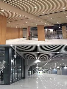 Ubin langit-langit <span class=keywords><strong>Bar</strong></span> kotak aluminium, dekorasi Metal serbuk kayu untuk ruang luar dan dalam ruangan, kisi-kisi mudah tahan api - Product Image 5