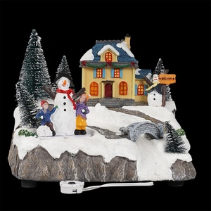 Wholesale Noel Holiday Decor Xmas Scene <strong>Resin</strong> Fiber Optic <strong>Christmas</strong> <strong>Village</strong> <strong>Houses</strong> with Mult Color Leds Lights - Product Image 2