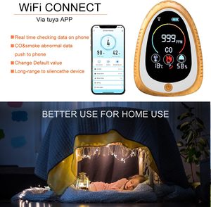 Tuya IoT Pantalla LCD digital Detector de humo y <span class=keywords><strong>gas</strong></span> de monóxido de carbono Alarma de humo para uso doméstico en interiores - Product Image 6