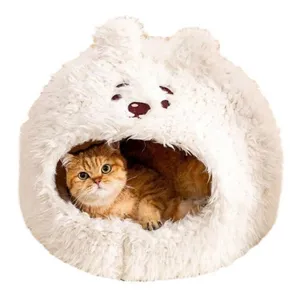 애완 동물 고양이의 닫힌 수면 개 둥지 따뜻한 겨울 유르트 봉제 동물 귀여운 귀여운 애완 동물 플러스 푹신한 둥지