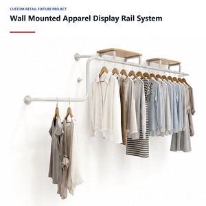 Perchero de Pared Moderno Personalizado, Barra Metálica <span class=keywords><strong>para</strong></span> Colgar Ropa, Estantes Metálicos, Accesorio de Exhibición <span class=keywords><strong>para</strong></span> Tiendas Minoristas, OEM ODM - Product Image 1
