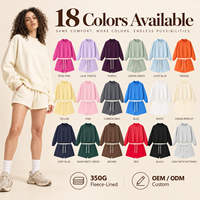 Ensemble de survêtement molletonné 350G pour femme, col montant, coupe oversize, 2 pièces, vente en gros, OEM ODM