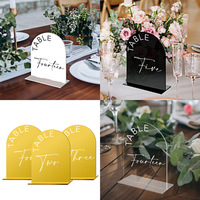 Ychon or miroir brillant numéros de Table de mariage 5x7 pouces acrylique arc forme numéro signe support organisateur pour décorations de Table