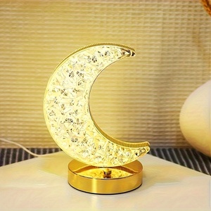 Mesa táctil <span class=keywords><strong>LED</strong></span> recargable <span class=keywords><strong>USB</strong></span> moderna, mesita de noche en forma de Luna que cambia de 3 colores, Bombilla E26 Simple para una bonita atmósfera de dormitorio - Product Image 4