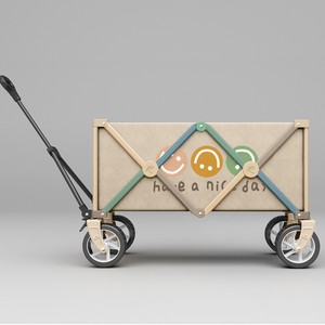 Noughty Bear Camping Cart Four-<b>Wheel</b> Foldable <b>Metal</b> Outdoor Picnic <b>Trolley</b> Brown 300 Jin Capacity - Product Image 3