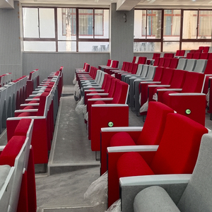 เก้าอี้แถวเรียงแบบปรับแต่งได้สำหรับห้องประชุมมหาวิทยาลัย โรงเรียน ห้องประชุมสำนักงานที่บ้าน พร้อมโต๊ะเขียนหนังสือ  ทำจากผ้าทันสมัย - Product Image 4