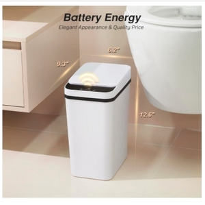 Poubelle automatique pour salle de bain avec couvercle, 2,6 gallons, poubelle intelligente étanche et fine pour chambre à coucher, salle de bain, bureau, toilettes, camping-car - Product Image 2