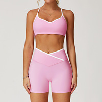 Ensemble de sport et de fitness pour le yoga et le jogging, taille haute, effet push-up fessier, dos ouvert sexy, respirant, séchage rapide, doux, vêtements de sport athlétiques.