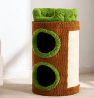 Tour pour chat en forme de tronc d'arbre avec deux couchages cachés, griffoir en sisal naturel, peluche douce, écologique et durable, mobilier d'intérieur pour animaux de compagnie, en carton