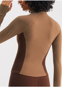 New Winter Design Waist Panel Color Contrast Non Slip Zipper Fitness Anti <strong>Pilling</strong> High Elastic <strong>Jacket</strong> for Women - Product Image 4