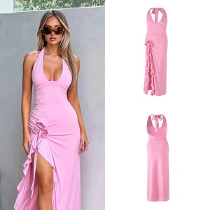Vestido Maxi Casual de Satén con Diseño Personalizable, Hombros Descubiertos, Espalda Descubierta, Color de Moda, Novedades 2024 - Product Image 2