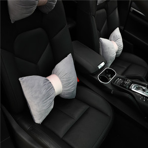 Appuie-tête et coussin de soutien lombaire pour voiture, en velours doux, coton PP, ensemble de 3-4 pièces pour coussin de siège de voiture, couleur unie, utilisation quatre saisons - Product Image 4