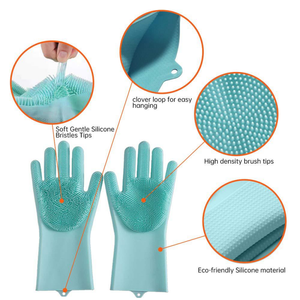 Gants de massage pour animaux de compagnie en silicone réutilisables et écologiques, brosse de toilettage pour nettoyer les poils de chiens et de chats, durable, imperméable, gant de <span class=keywords><strong>lavage</strong></span> - Product Image 5