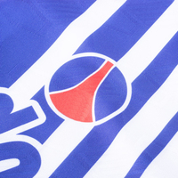 Maillot de football rétro personnalisé, maillot de foot bleu et blanc à rayures verticales, col rouge, manches courtes, uniforme d'équipe, vente en gros, direct usine