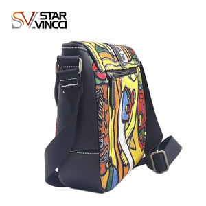 2024 Thiết kế sơn dầu thiết kế Crossbody Túi Mô hình trừu tượng vải không thấm nước thời trang Túi Messenger - Product Image 6