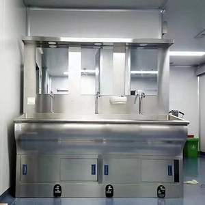Fregadero quirúrgico de acero inoxidable para Hospital, <span class=keywords><strong>lavamanos</strong></span> a mano, lavabo de bañera de 3 asientos operado por pies, lavabo de inducción automática - Product Image 6