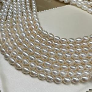 Bán buôn hầu hết các chi phí-hiệu quả 6 mét gần Vòng AA + nước ngọt Loose ngọc trai tự nhiên nuôi cấy vòng trắng làm bằng pha lê - Product Image 2