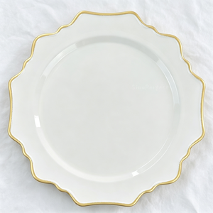 Plato base cuadrado transparente con borde dorado, personalizado, de plástico, para eventos modernos, bodas y fiestas, venta al por mayor, OEM, ODM. - Product Image 2