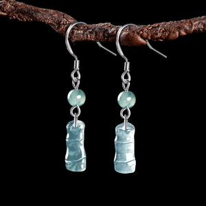 Pendientes de Plata Genuina Natural Grado A con Rayas de Bambú Azul Agua, Entrelazados, de Alta Calidad, Tipo Hielo, Regalo para Niños - Product Image 1