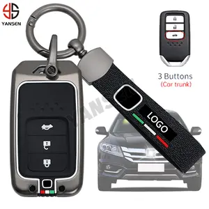 New tricolor zinc alloy car key shell cover keychain for Honda CRV CR-V Fit Civic Accord HR-V HRV City Odyssey XR-V Pilot