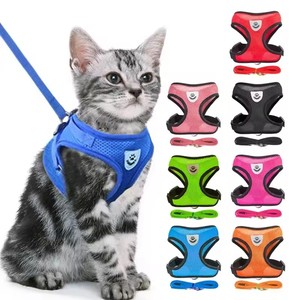 Rompi Harness Kucing dengan Tali Pengikat untuk Anjing dan Anak Anjing, Kerah Poliester, Harness Anjing Berbahan Jala yang Dapat Disesuaikan untuk Hewan Peliharaan Kecil dan Sedang, Aksesoris Hewan Peliharaan - Product Image 1