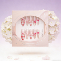 Manisky 10 pièces Faux ongles à presser faits main, modèles mixtes 3D Amande Stiletto, en Gel ABS, réutilisables, couvrance totale, personnalisables avec logo, vente en gros