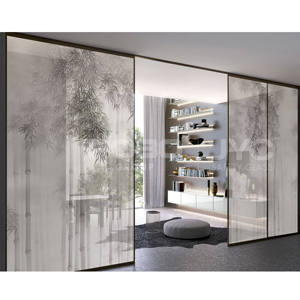 Conception personnalisée Cité interdite Série Art décoratif Cloison <span class=keywords><strong>de</strong></span> porte coulissante en verre Cloison étanche coupe-vent Verre trempé <span class=keywords><strong>de</strong></span> sécurité - Product Image 6