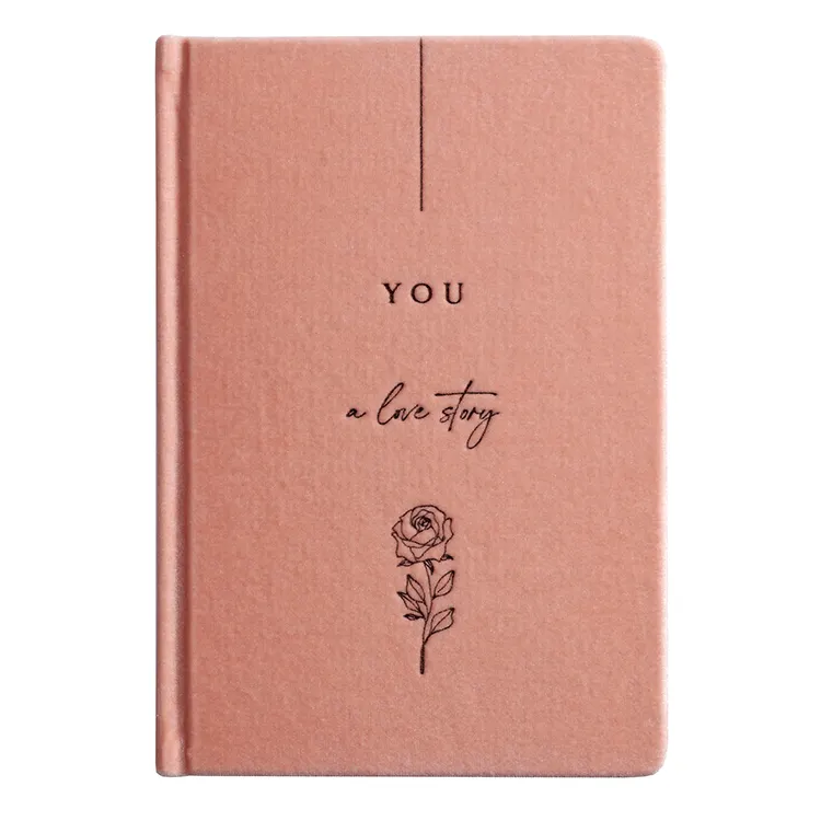 New Products 2023 Unique Custom Printing Hardcover A5 Pink Velvet Notebook Self Love Journal