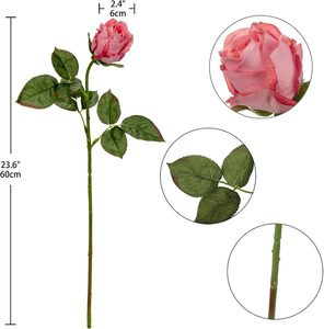 Roses artificielles à longue tige en soie pour bouquet de mariage DIY, centre de table, décoration intérieure - Product Image 6