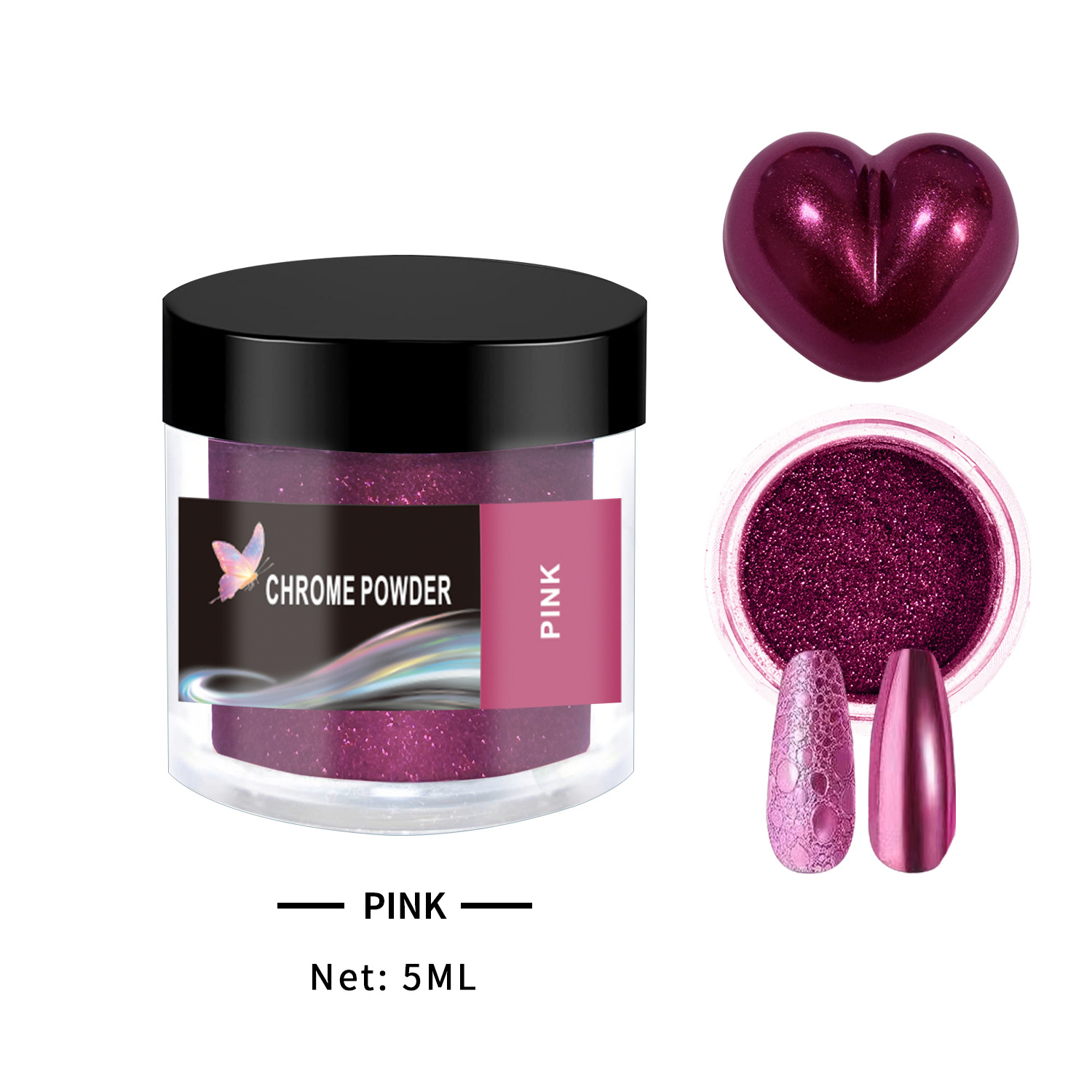Poudre de chrome-02rose-5ml