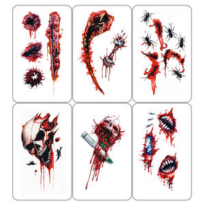 Tatuajes Temporales de <span class=keywords><strong>Agua</strong></span> con Diseño de Sangre, Adhesivos de Tatuajes de Moda Resistentes al <span class=keywords><strong>Agua</strong></span>, Compra al por Mayor para Cara y Cuerpo - Product Image 4