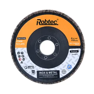 Robtec T 29 CO60 Premium Disco de aba 4 1/2 polegadas 115 mm x 22.2 para moagem de INOX/STELL/METAL