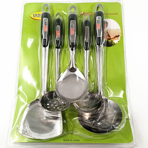 Stainless Steel Spatula <b>Wok</b> Turner Kitchen Utensil Set Long Handle Cooking Scoop Kitchenware Tools Soup Ladle Five-Piece Set - Product Image 1