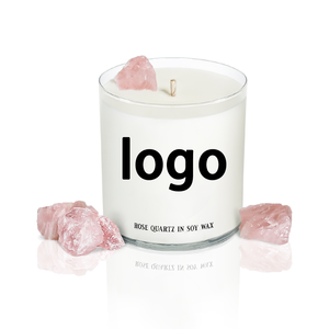 Bougie parfumée de luxe, huile de cire de soja parfumé, breloque privée infusé de cristaux, Logo personnalisé - Product Image 6