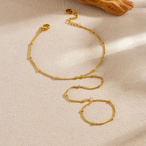 Fashion Chain <b>Bracelet</b> Gold Plated Thin Beaded Link Unisex Jewelry Gift Yiwu Origin B1886 - Product Image 2