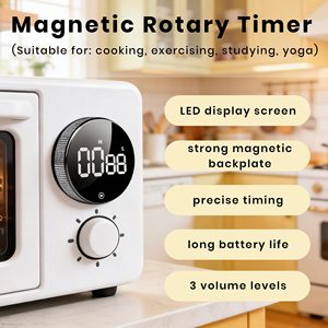 Minuteur de cuisine magnétique, chronomètre de cuisson, de douche et d'étude, compteur LED, alarme, rappel, compte à rebours électronique manuel, minuteur numérique rond - Product Image 2