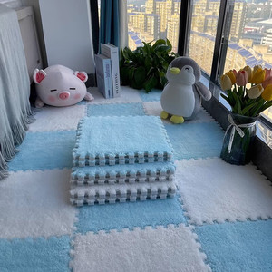 Alfombra de rompecabezas <span class=keywords><strong>rosa</strong></span> y blanca para toda la habitación, alfombras de terciopelo suave y esponjoso entrelazadas para sala de estar y dormitorio - Product Image 6