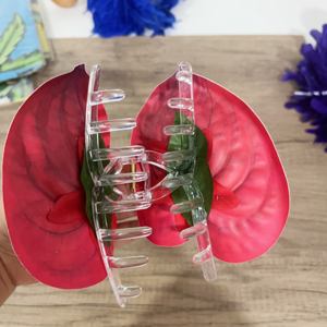 Jepit Rambut Hawaii Buatan Tropis PU Anthurium Aksesoris Rambut Fashion - Product Image 4
