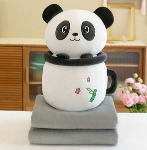 Vendita calda peluche cartone animato coniglio Panda carino latte di maiale tazza da tè doppio scopo cuscino coperta peluche animale 2-in-1 ufficio cuscino per sonnecchiare - Product Image 4
